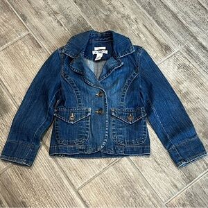 Old Navy Girls Denim Jeans Jacket Stretch Button Front Pockets Rich Blue Jean XS